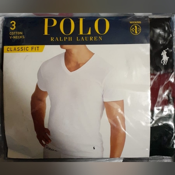 Polo Ralph Lauren V-Neck Classic Fit Undershirt 3-Pack Black, Red, Green - Picture 9 of 12
